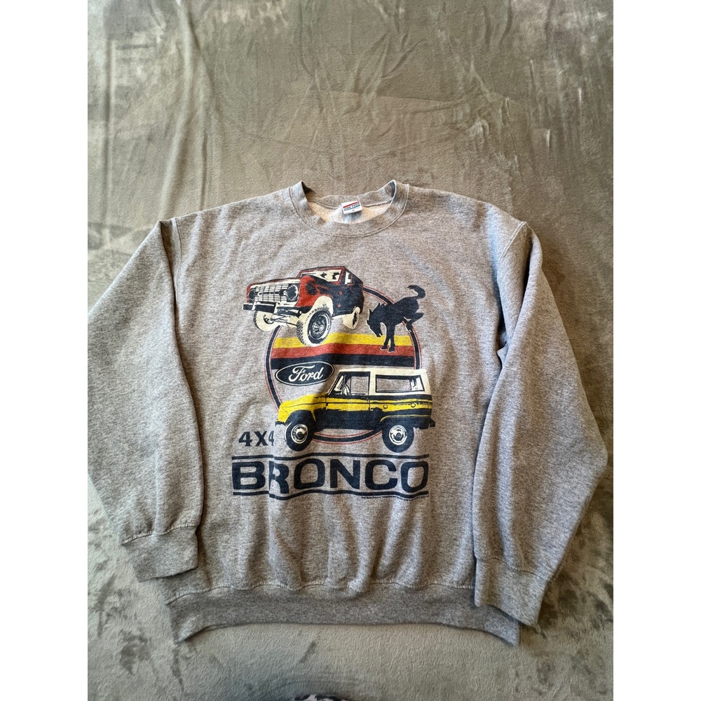 Junk Food Sweatshirt Mens Medium Gray Ford Bronco 4x4 Graphic Pullover Crewneck